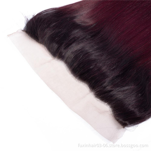 Wholesale Factory 1B 99J bundle With Closure Straight Hair Weave Cuticle Aligned Hair With Frontal